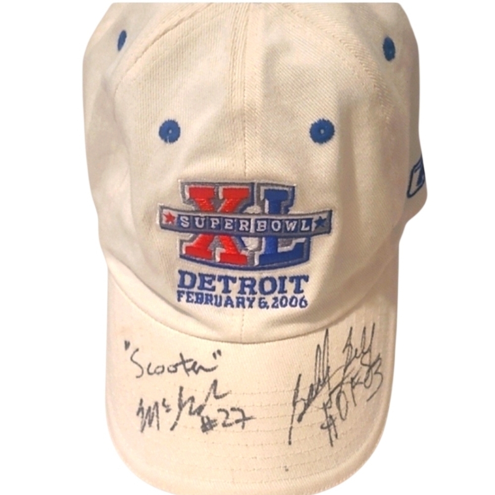 Autographed Super Bowl XL 40 2006 Football Cap Seahawks vs Steelers Collectible